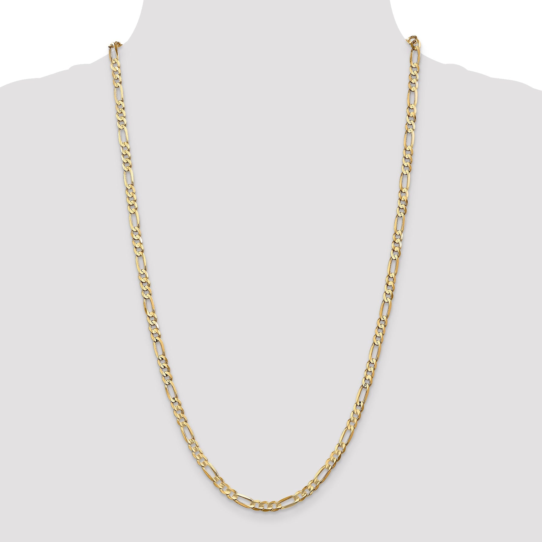 24 Inch 10K 4.5mm Concave Figaro Chain Necklace