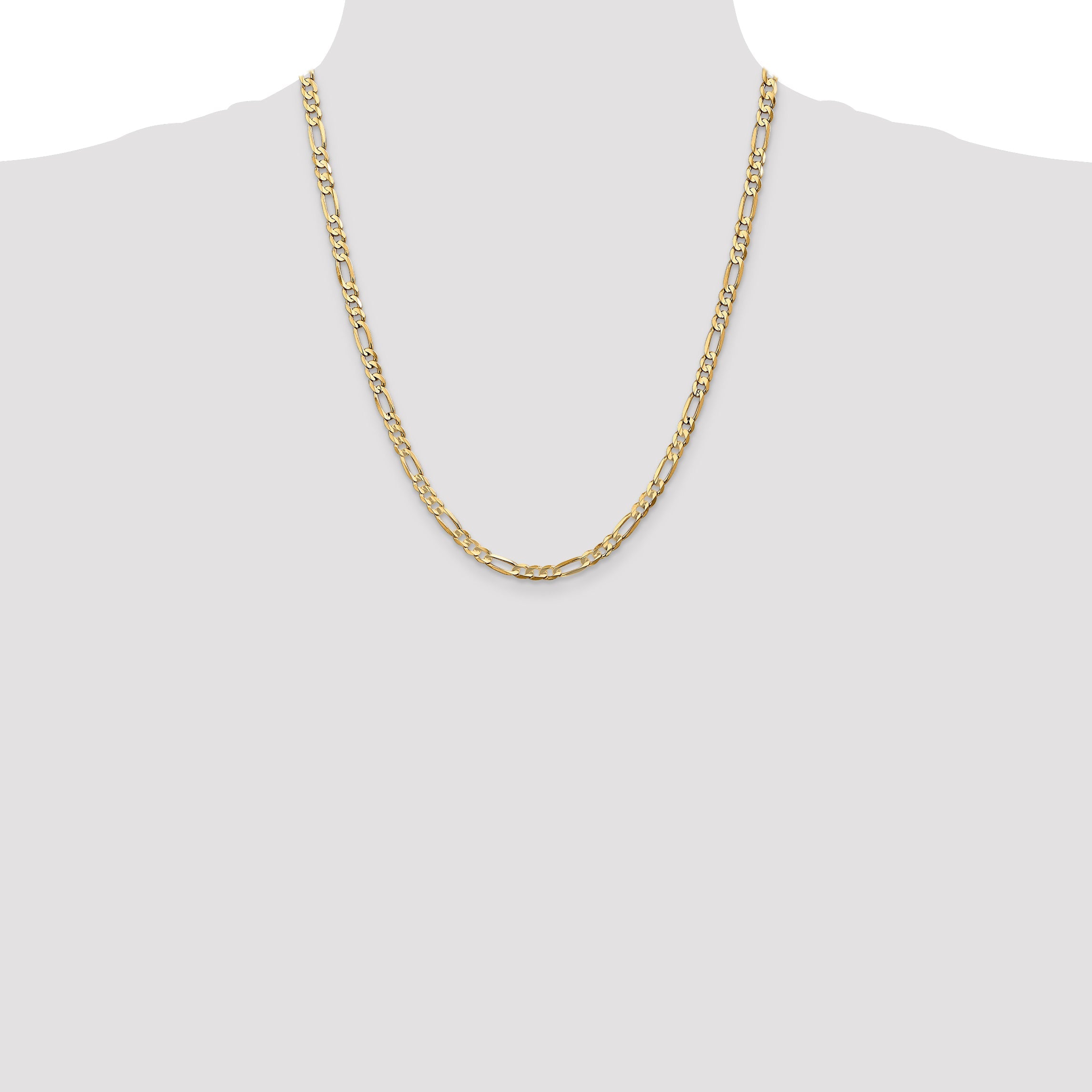 22 Inch 10K Yellow Gold 4.5mm Concave Figaro Chain Necklace