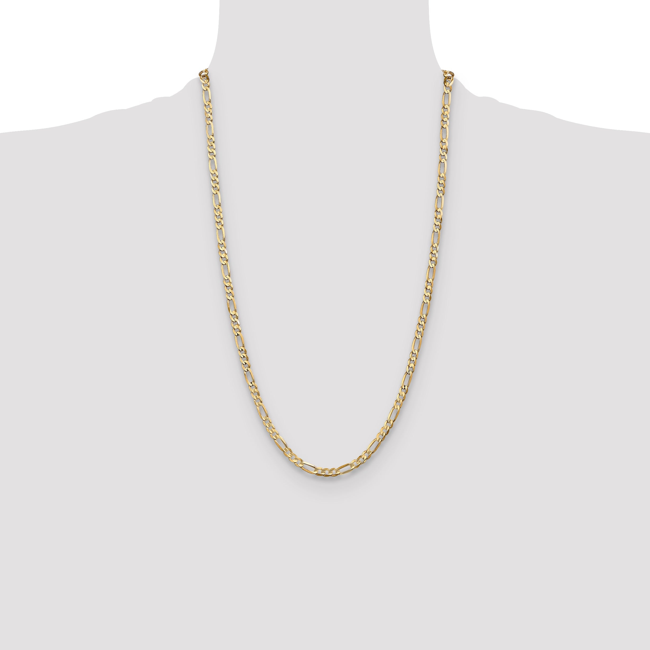 26 Inch 10K Yellow Gold 4.5mm Concave Figaro Chain Necklace