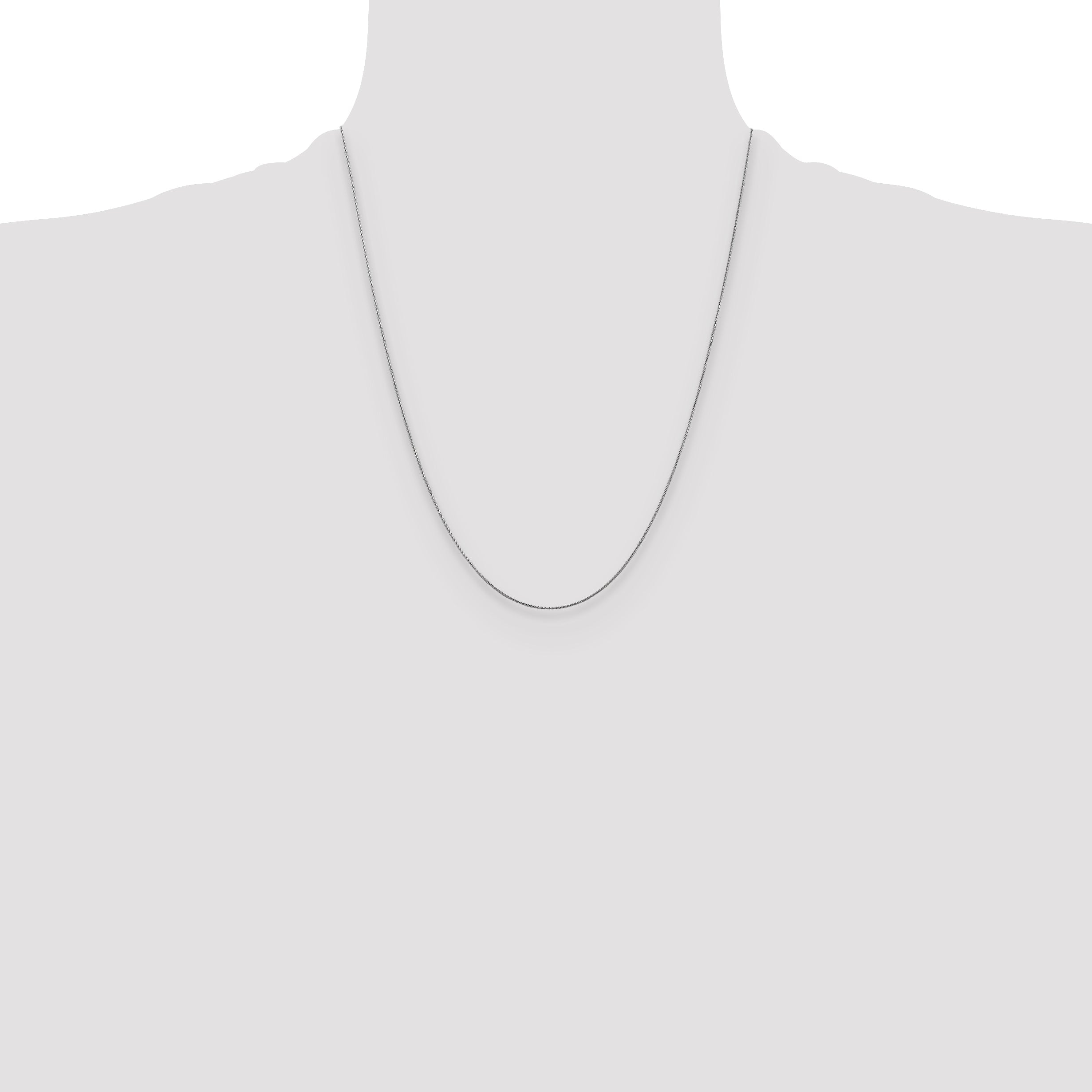 22 Inch 10K White Gold .65mm D/C Spiga Chain Necklace