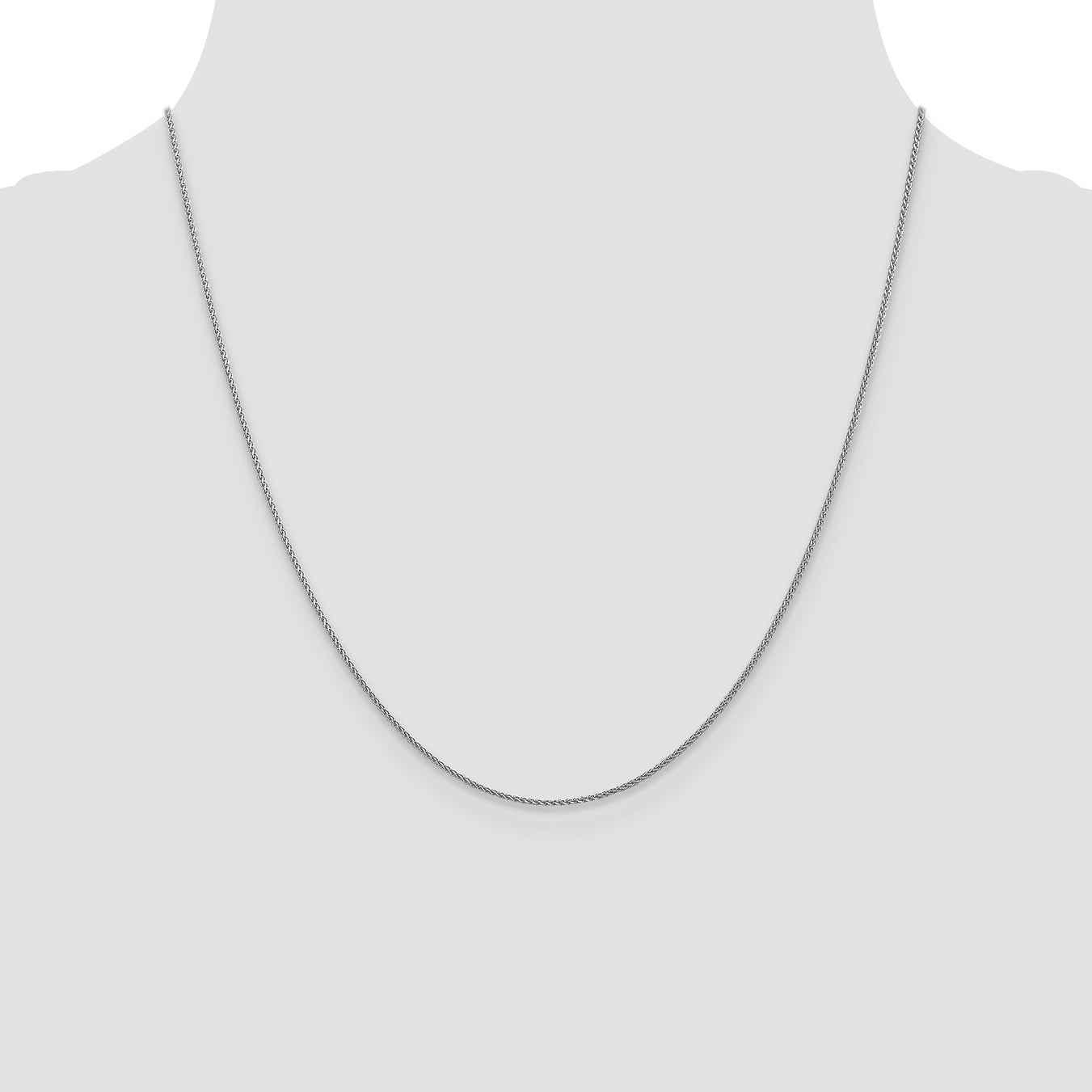 20 Inch 10K White Gold 1mm D/C Spiga Chain Necklace