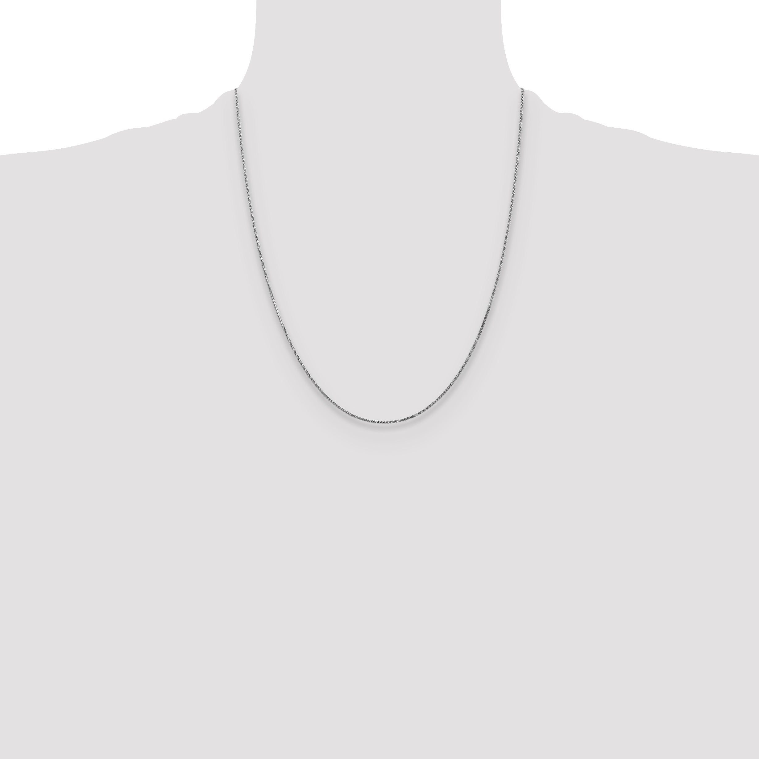 22 Inch 10K White Gold 1mm D/C Spiga Chain Necklace