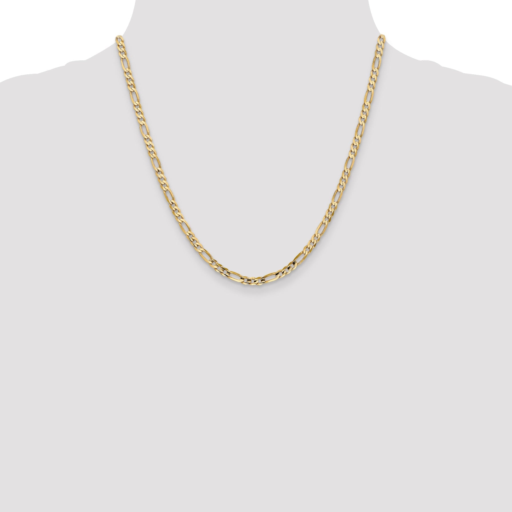 20 Inch 10K 4mm Concave Figaro Chain Necklace