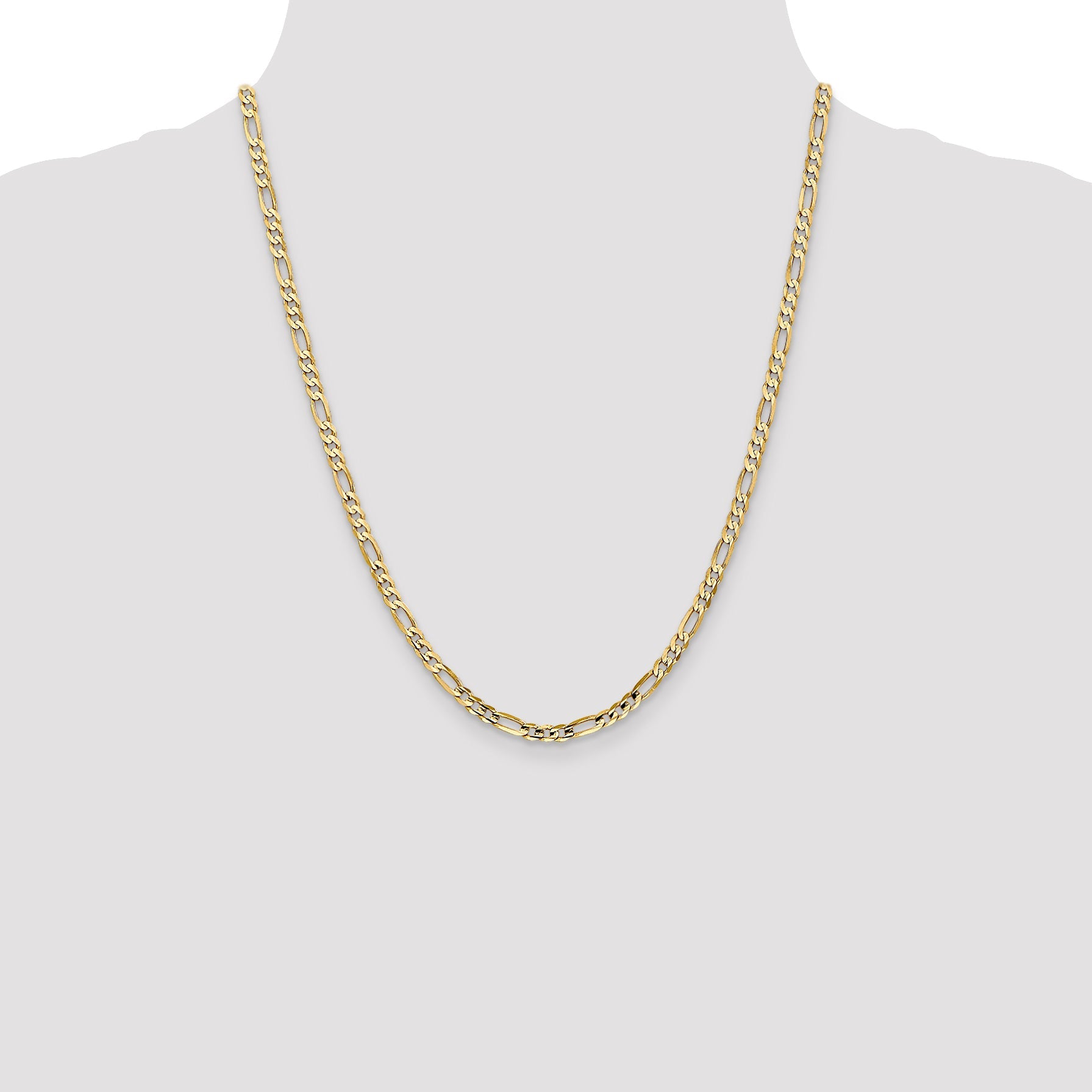 22 Inch 10K 4mm Concave Figaro Chain Necklace