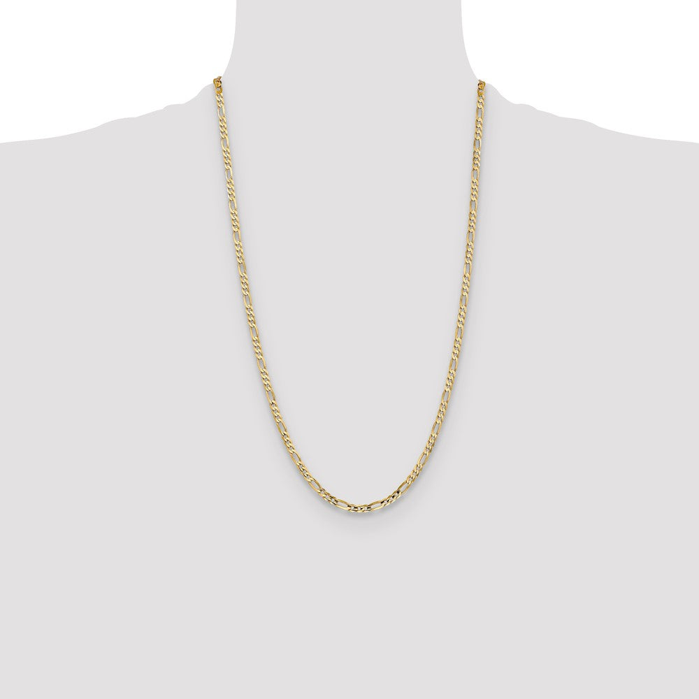 26 Inch 10K Yellow Gold 4mm Concave Figaro Chain Necklace