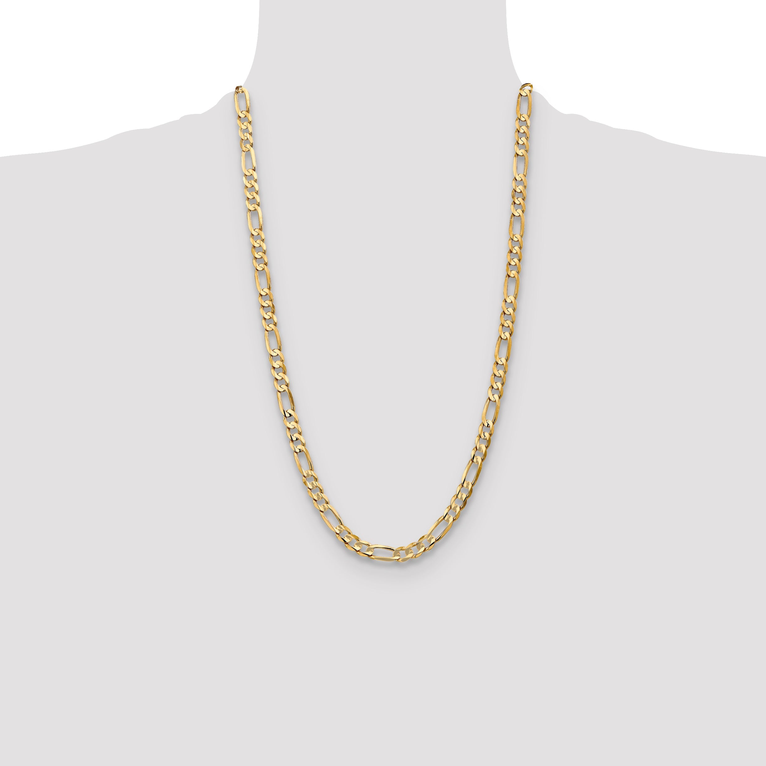 26 Inch 10K Yellow Gold 6.75mm Concave Figaro Chain Necklace