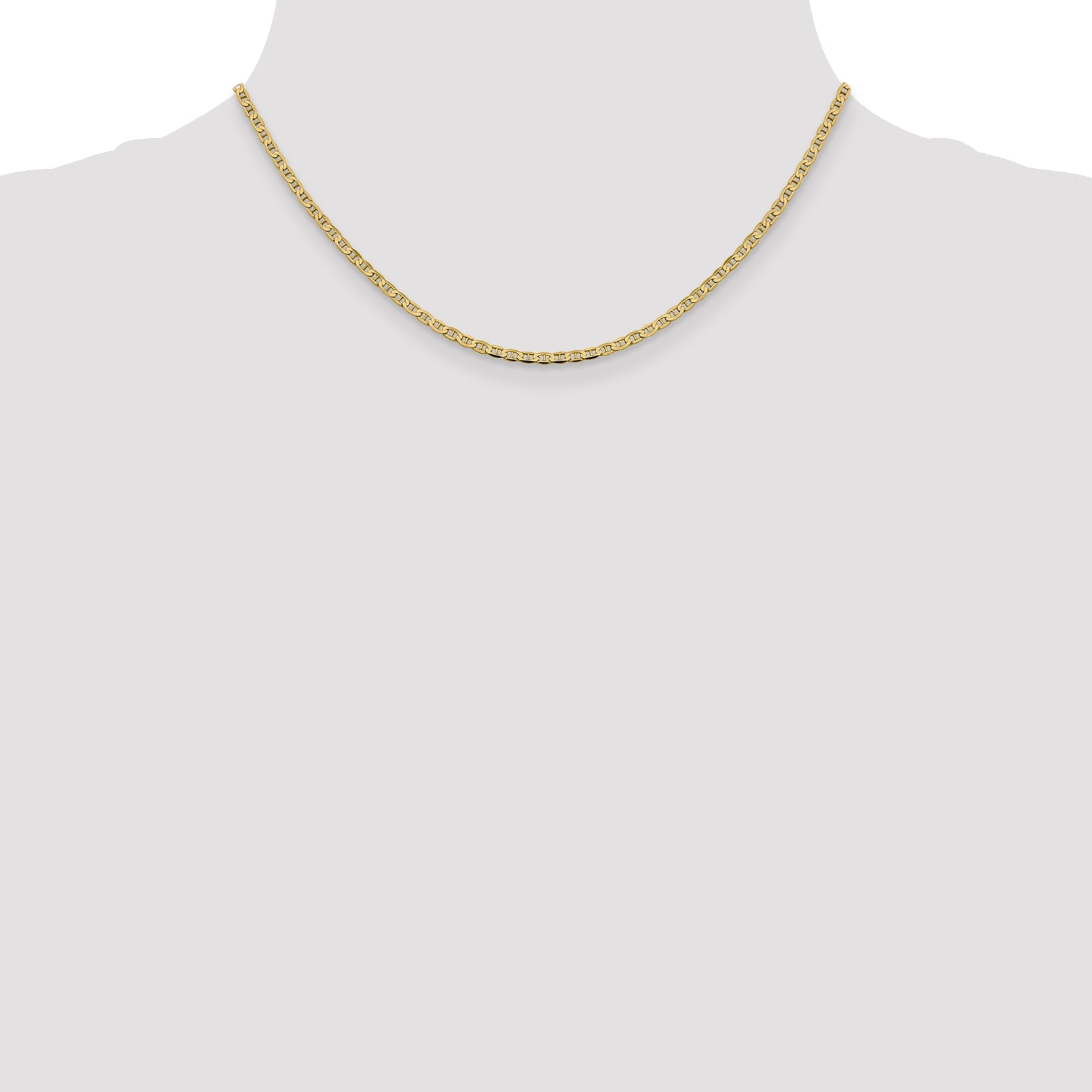 16 Inch 10K 2.4mm Flat Anchor Chain Necklace