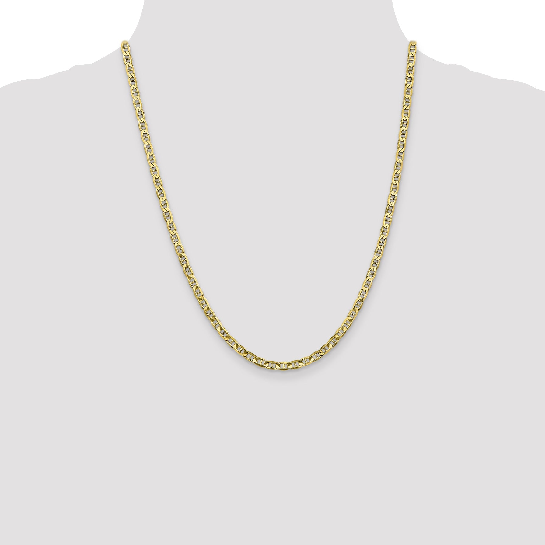 22 Inch 10K 3.75mm Concave Anchor Chain Necklace