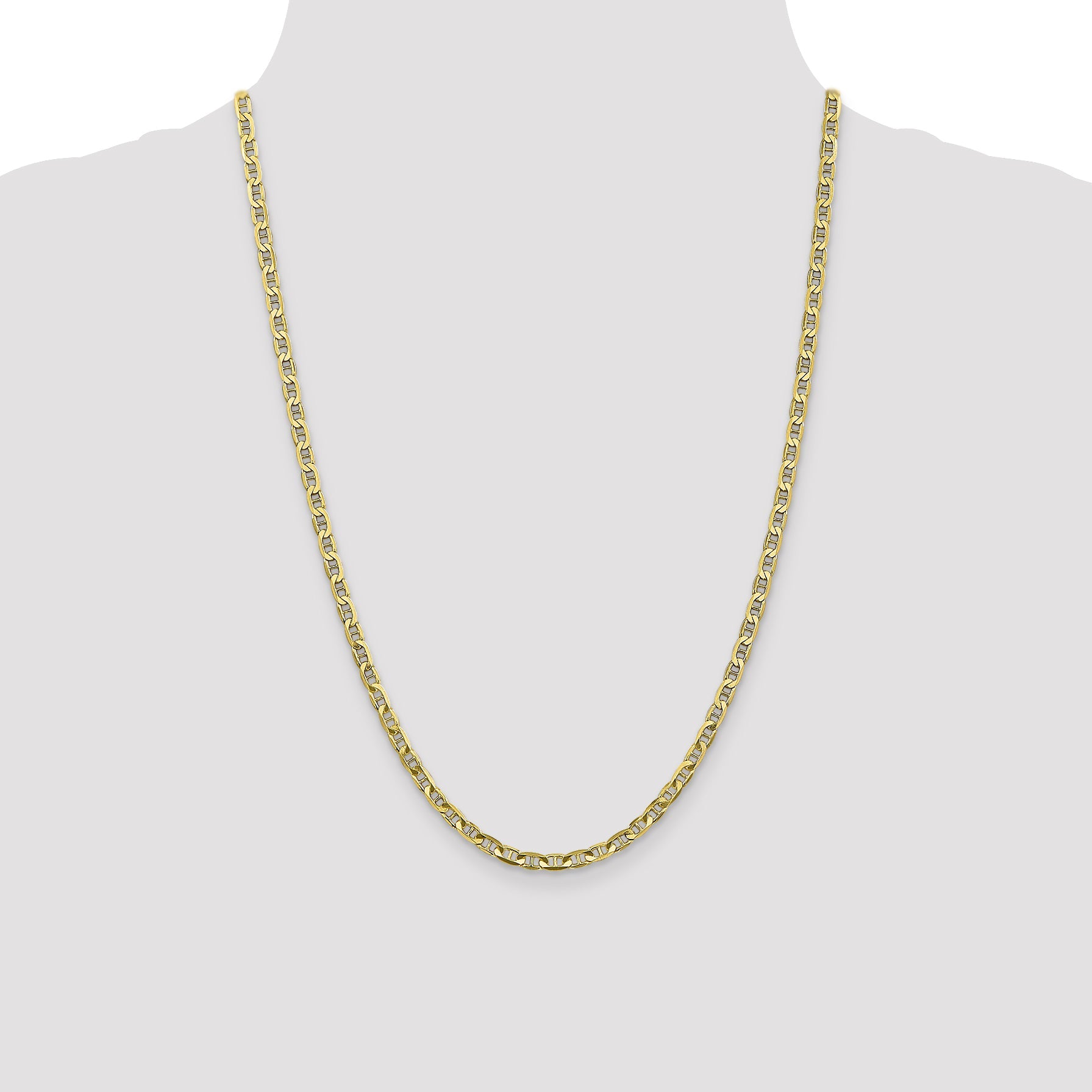 24 Inch 10K 3.75mm Concave Anchor Chain Necklace