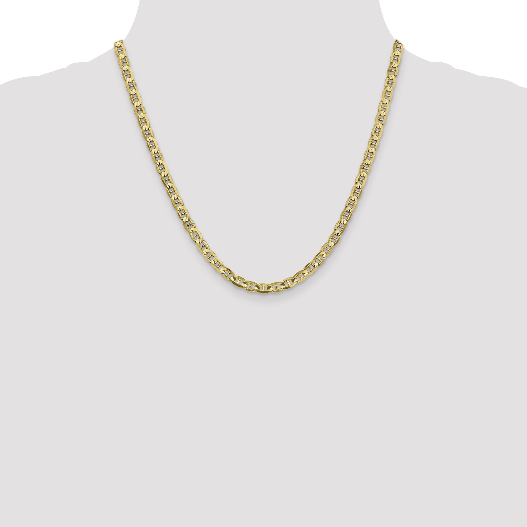 20 Inch 10K 4.5mm Concave Anchor Chain Necklace