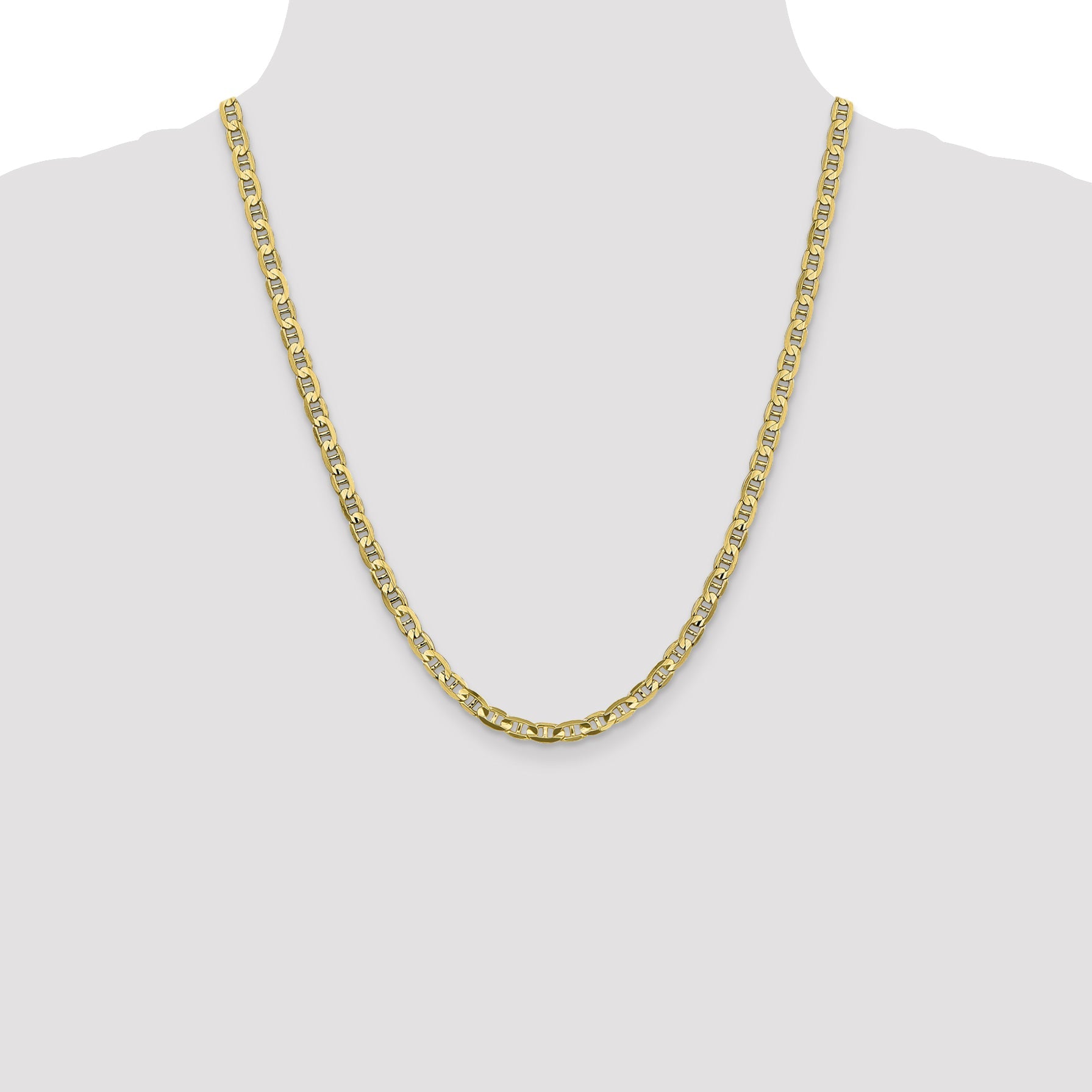 22 Inch 10K 4.5mm Concave Anchor Chain Necklace