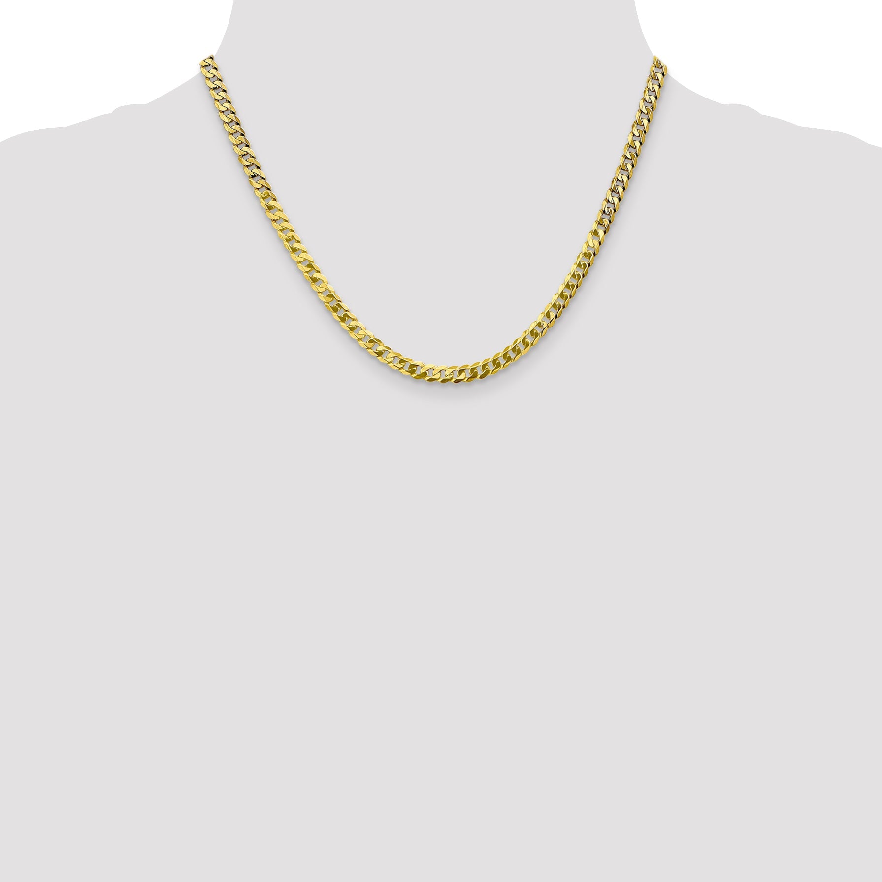 18 Inch 10K 4.6mm Flat Beveled Curb Chain Necklace