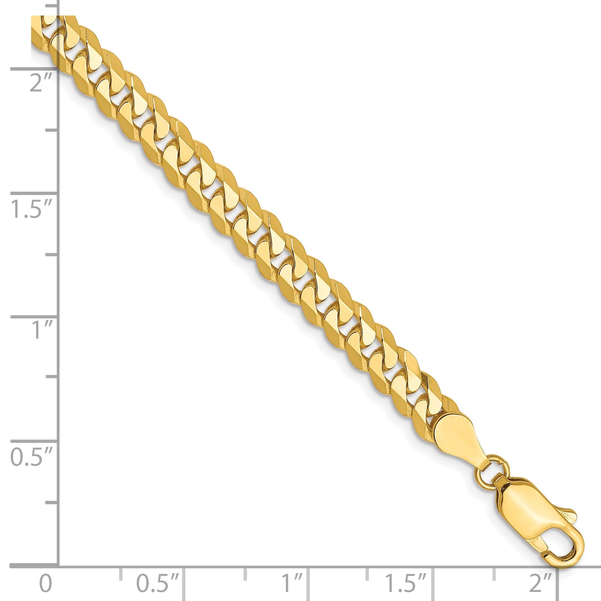 8 Inch 10K 4.6mm Flat Beveled Curb Chain Bracelet