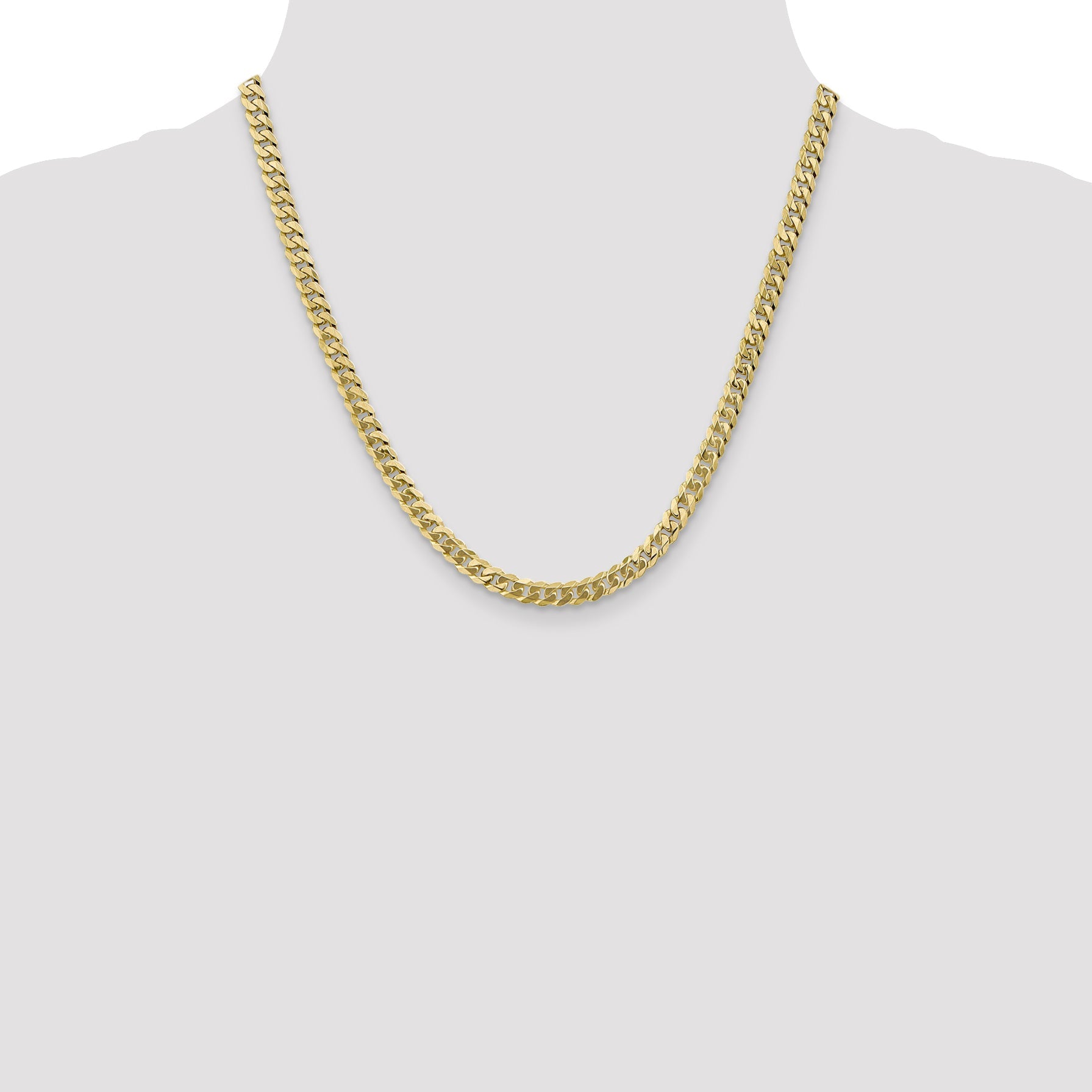 20 Inch 10K 5.75mm Flat Beveled Curb Chain Necklace