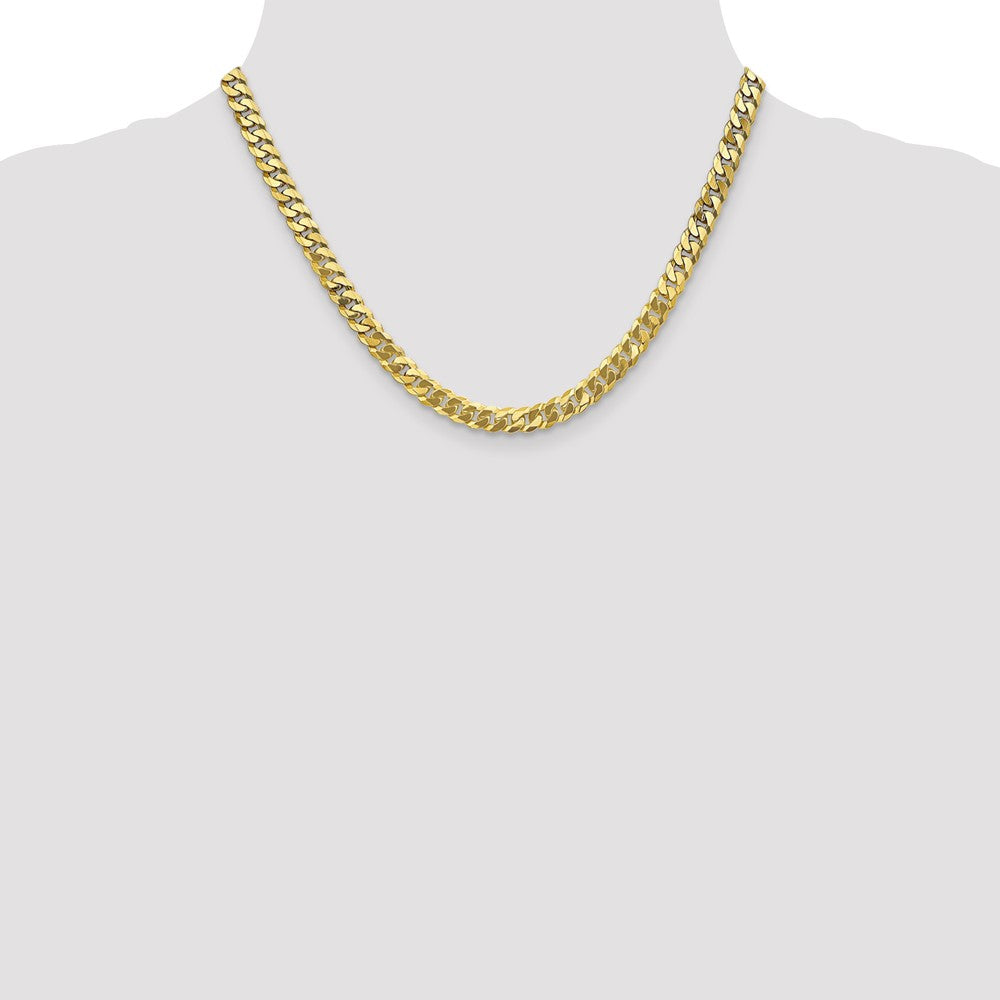 18 Inch 10K 6.1mm Flat Beveled Curb Chain Necklace