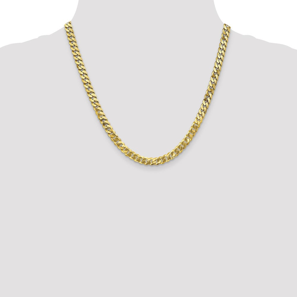 20 Inch 10K 6.1mm Flat Beveled Curb Chain Necklace