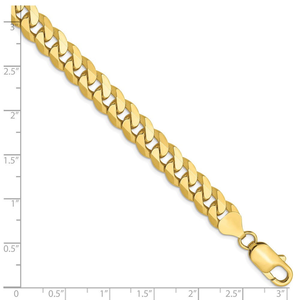 9 Inch 10K 8mm Flat Beveled Curb Chain Bracelet