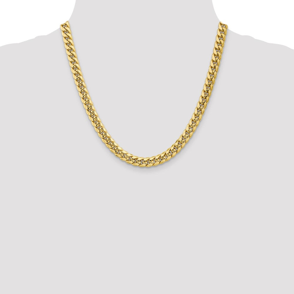 20 Inch 10K 7.3mm Semi-Solid Miami Cuban Chain Necklace