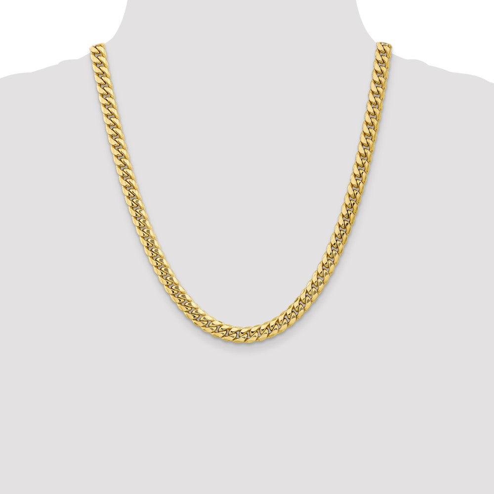 22 Inch 10K 7.3mm Semi-Solid Miami Cuban Chain Necklace
