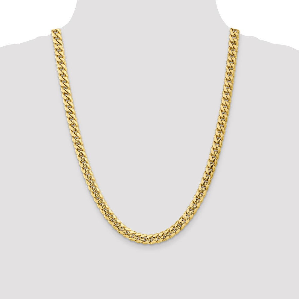 24 Inch 10K 7.3mm Semi-Solid Miami Cuban Chain Necklace