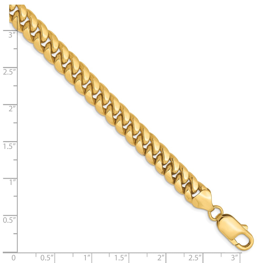 7 Inch 10K 7.3mm Semi-Solid Miami Cuban Chain Bracelet