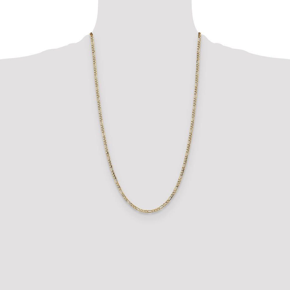 26 Inch 10K Yellow Gold 3.5mm Semi Solid Figaro Chain Necklace