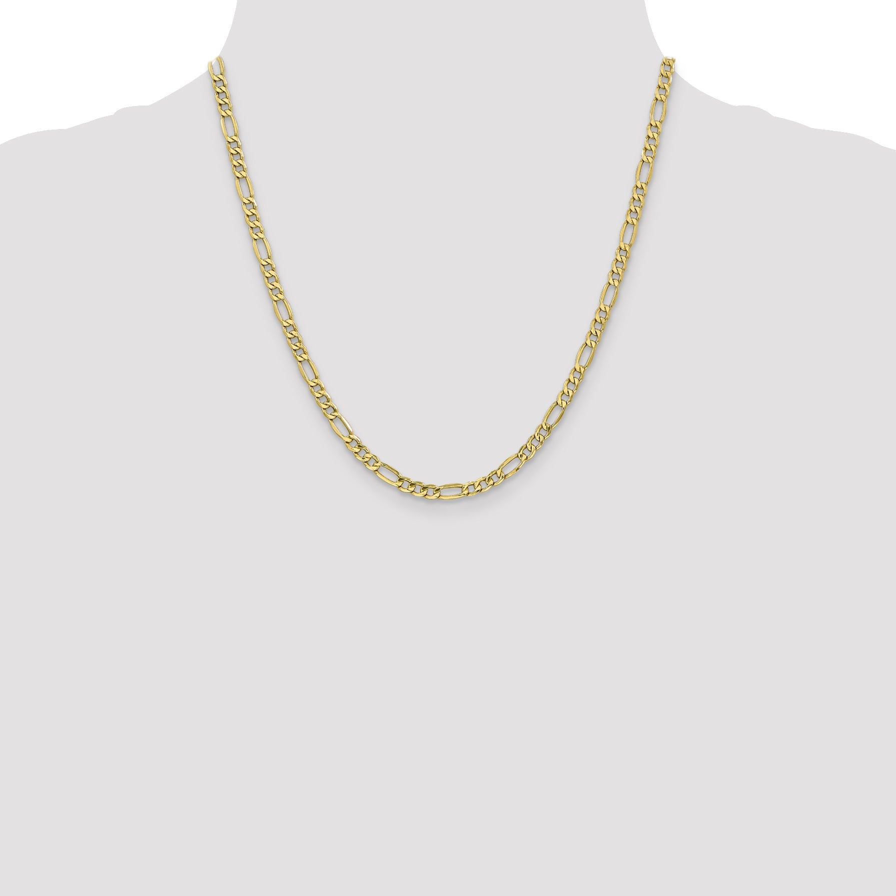 20 Inch 10K 4.75mm Semi-Solid Figaro Chain Necklace