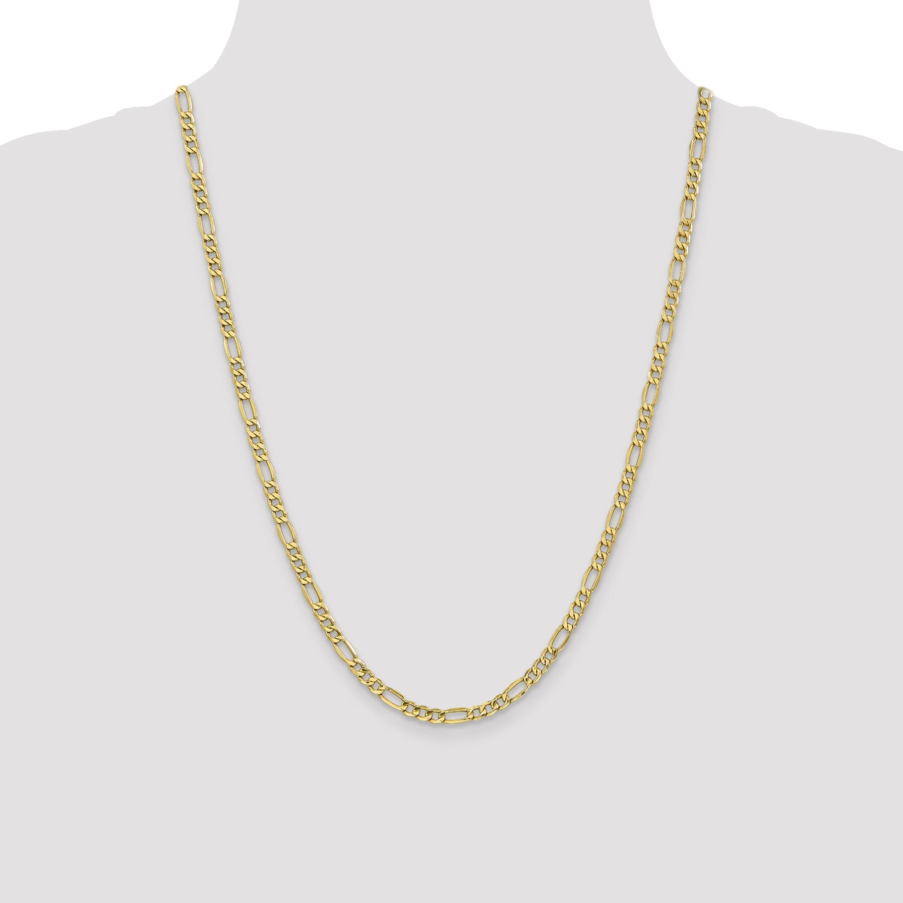 24 Inch 10K 4.75mm Semi-Solid Figaro Chain Necklace