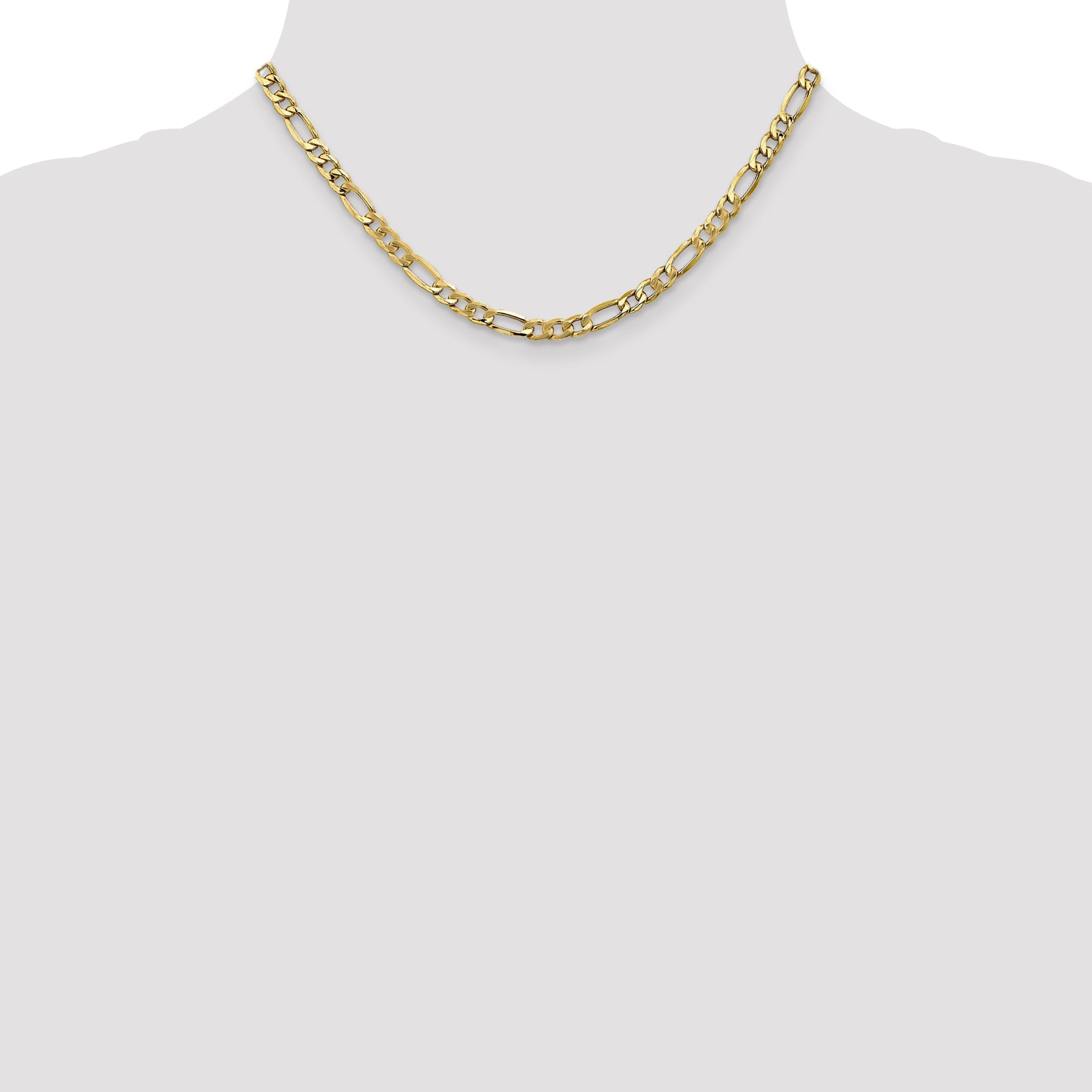 16 Inch 10K 5.35mm Semi-Solid Figaro Chain Necklace