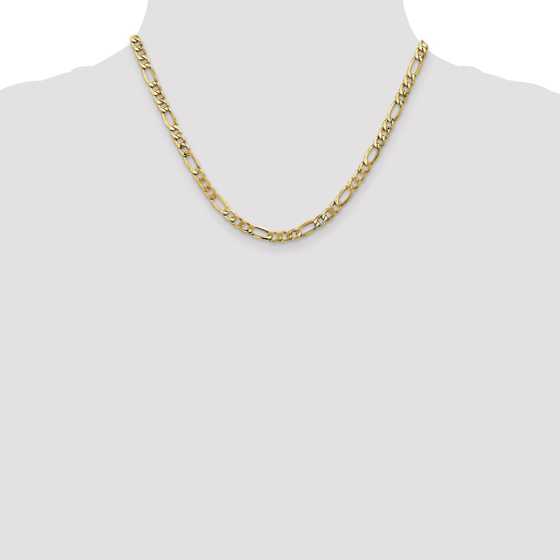 18 Inch 10K 5.35mm Semi-Solid Figaro Chain Necklace