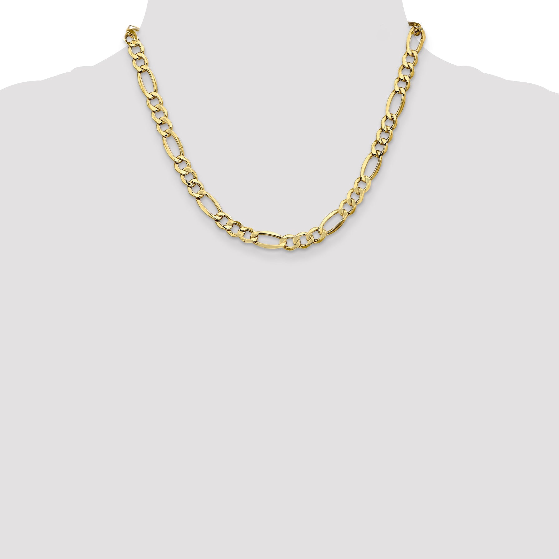 18 Inch 10K 7.3mm Semi-Solid Figaro Chain Necklace