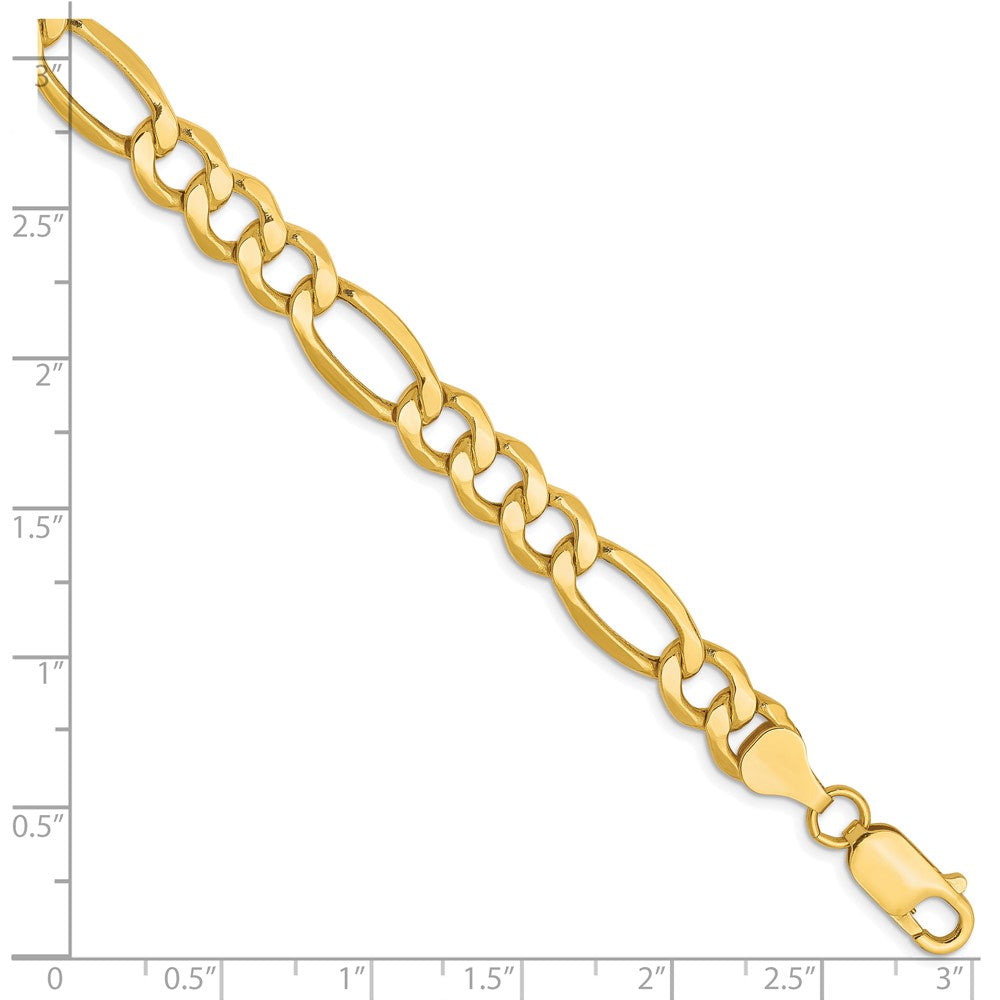 8 Inch 10K 7.3mm Semi-Solid Figaro Chain Bracelet