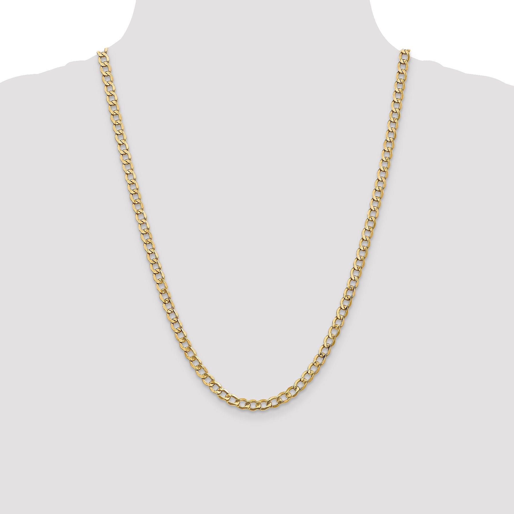 24 Inch 10K 5.25mm Semi-Solid Curb Chain Necklace