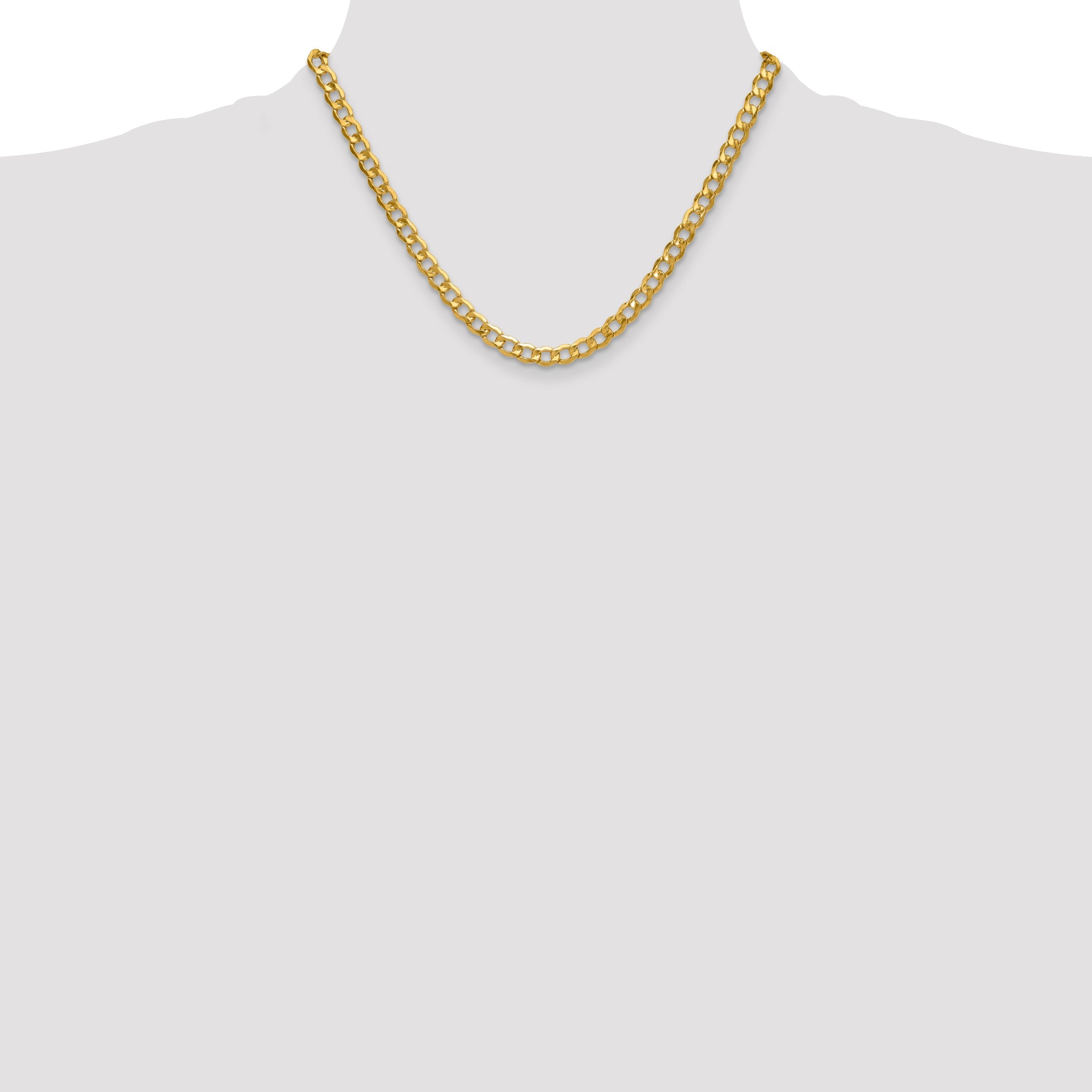 18 Inch 10K 6.5mm Semi-Solid Curb Chain Necklace