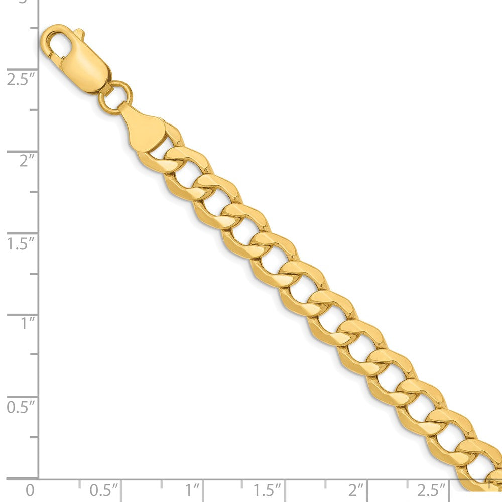 9 Inch 10K 7mm Semi-Solid Curb Chain Bracelet