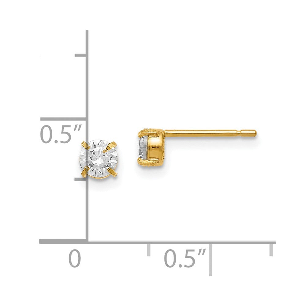 14K Yellow Gold Cz Stud 4.0mm Earrings