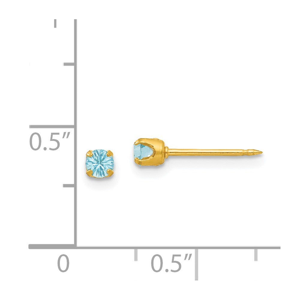 Fashion Inverness 24K Plated March Lt Blue Crystal Birthstone Earrings