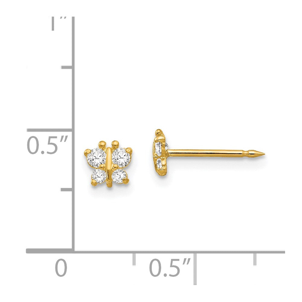 14K Yellow Gold Inverness Butterfly Cz Earrings
