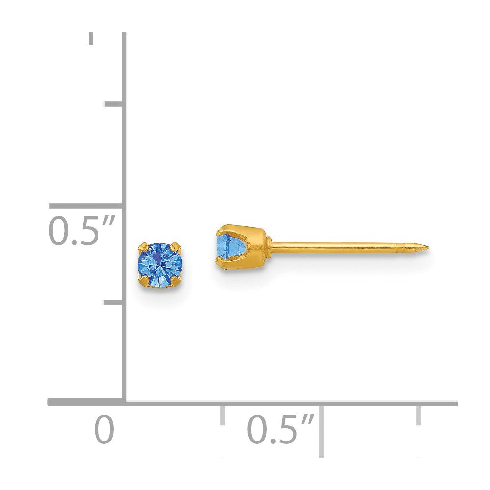 Fashion Inverness 24K Plated September Blue Crystal Birthstone Earrings