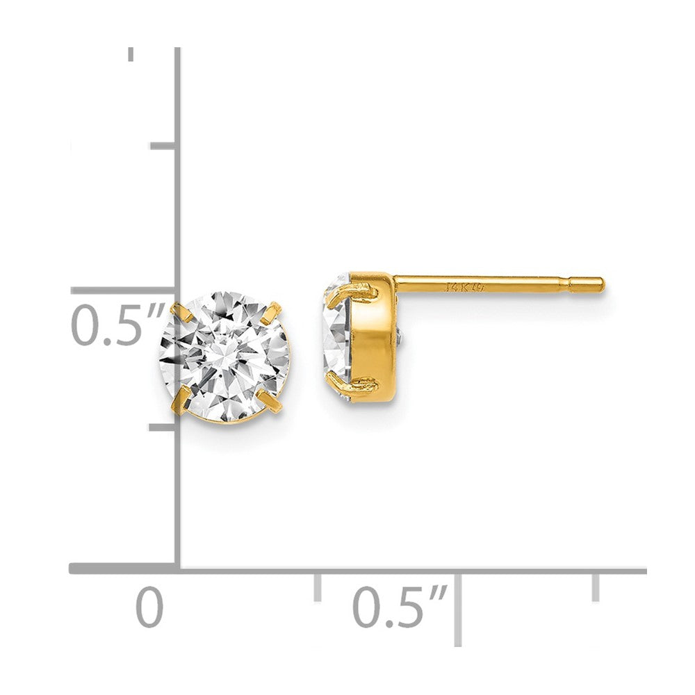 14K Yellow Gold Cz Stud 6.0mm Earrings