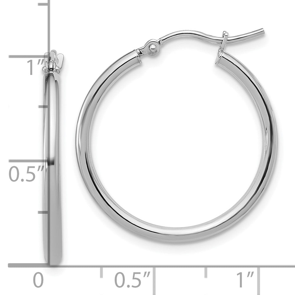 14K White Gold 2X25mm Polished Hoop Earrings