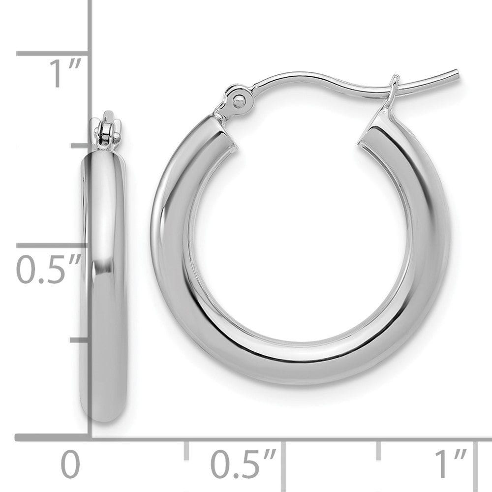 14K White Gold Polished Hoop Earrings