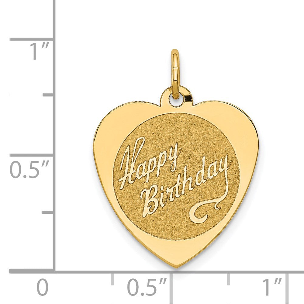 14k Yellow Gold 14k HAPPY BIRTHDAY Heart Disc Charm
