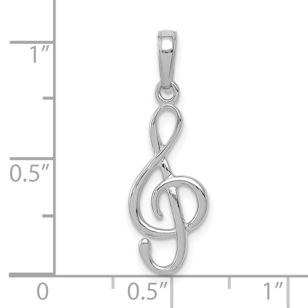 14k White Gold 14K White Gold 3-D Treble Clef Pendant