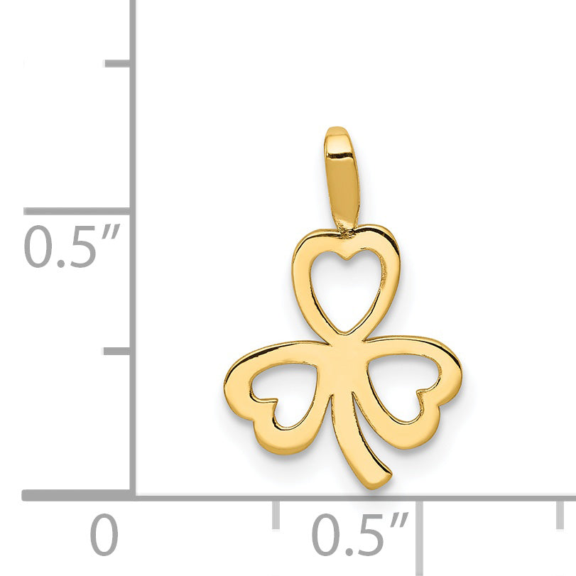 14k Yellow Gold 14k Heart Clover Charm