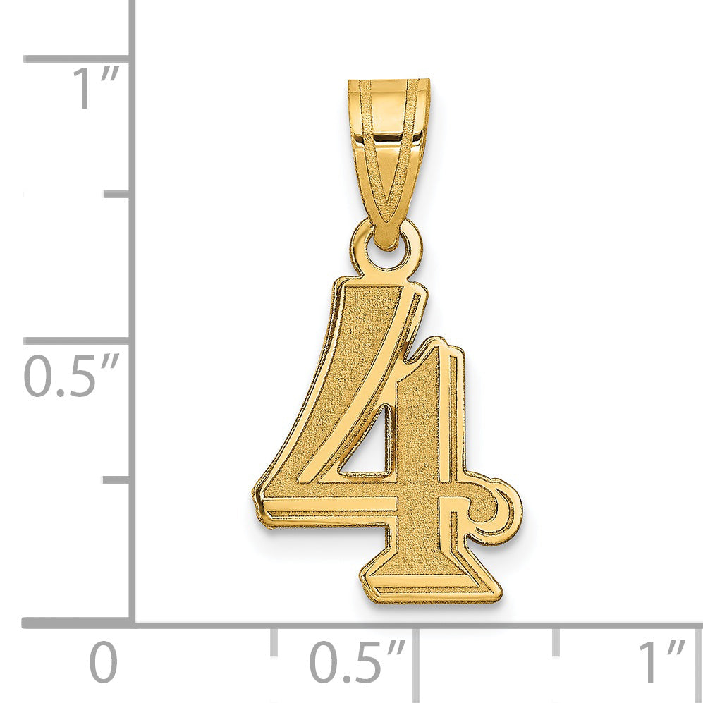 14k Yellow Gold 14k Polished Etched Number 4 Pendant