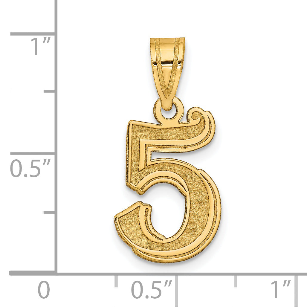 14k Yellow Gold 14k Polished Etched Number 5 Pendant
