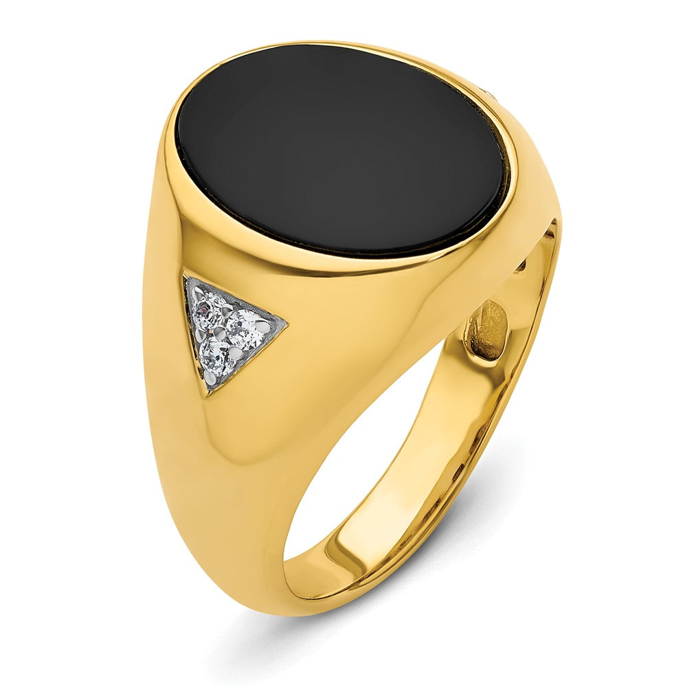 10k Yellow Gold 1/6 Ct. Lab Grown Diamond VS/SI+ G+ and Onyx Men's Ring