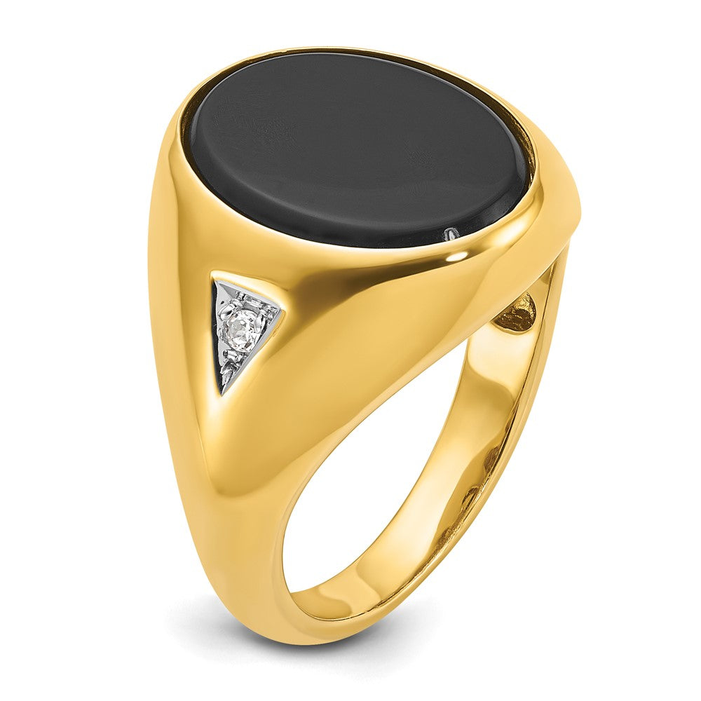 10K Yellow Gold Ibgoodman Men'S Oval Onyx And Diamond Complete Ring