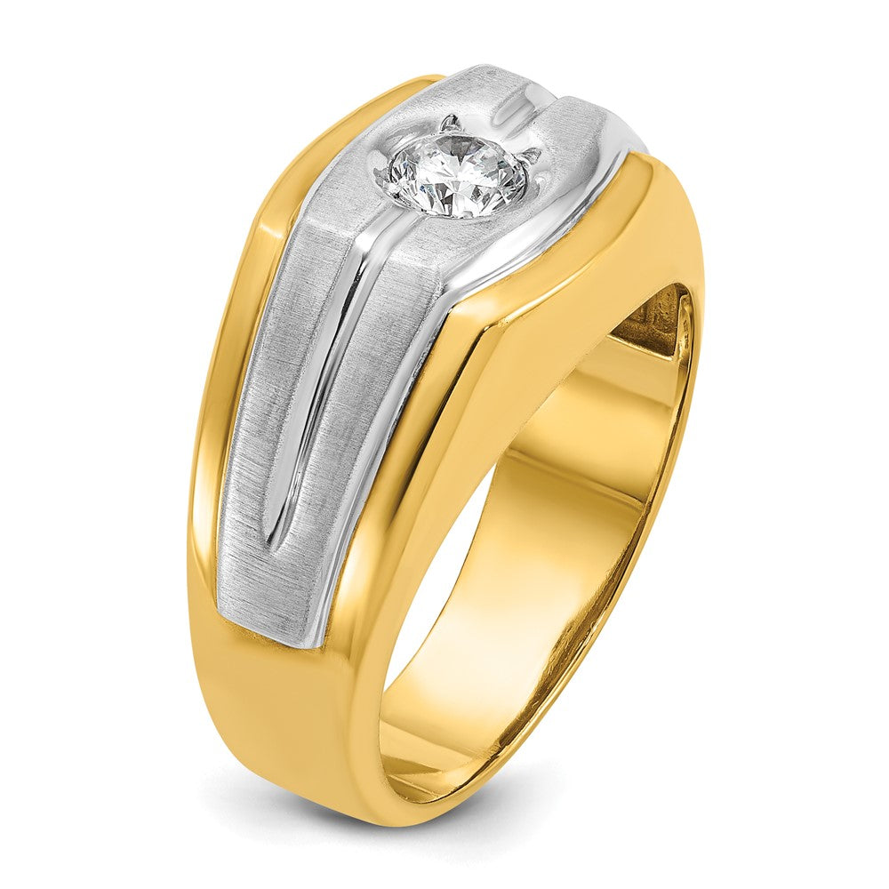 14k Two-tone Two Tone 1/3 Ct. Lab Grown Diamond VS/SI+ G+ Complete Polished and Satin Men's Ring